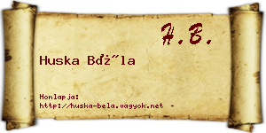 Huska Béla névjegykártya